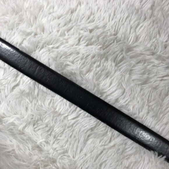 Dark Chocolate Croc Embossed Patent Leather Brushed Silver Metal Buckle Belt - Picture 6 of 9